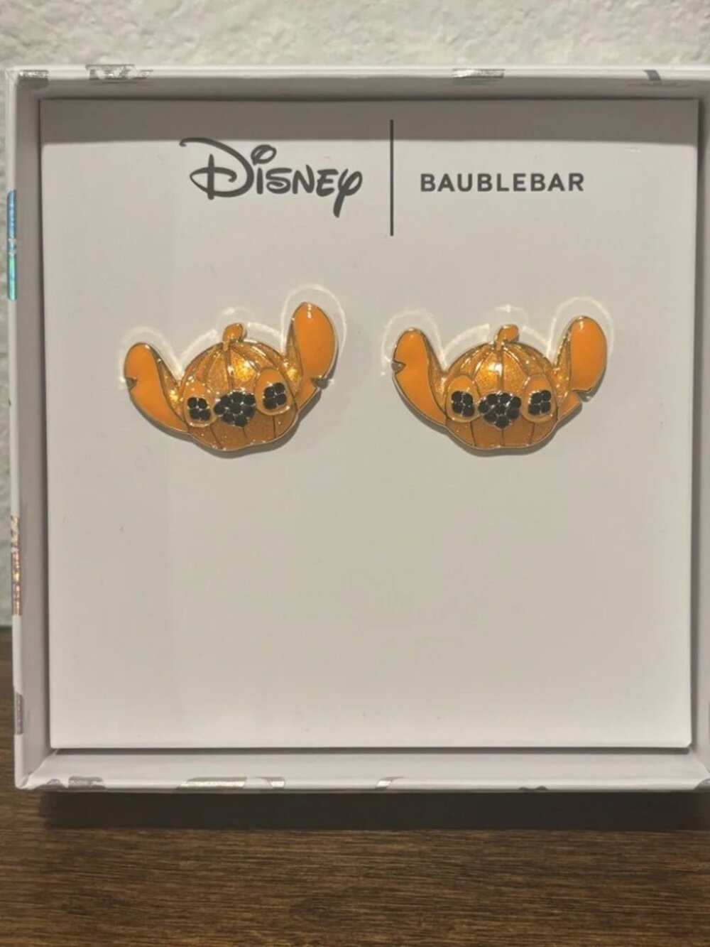 BaubleBar Disney Orange Pumpkin Stitch Earrings NIB